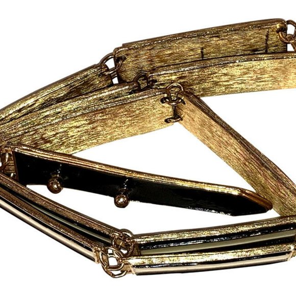 Accessocraft NYC Gold Tone Black and White Enamel Belt main image 2